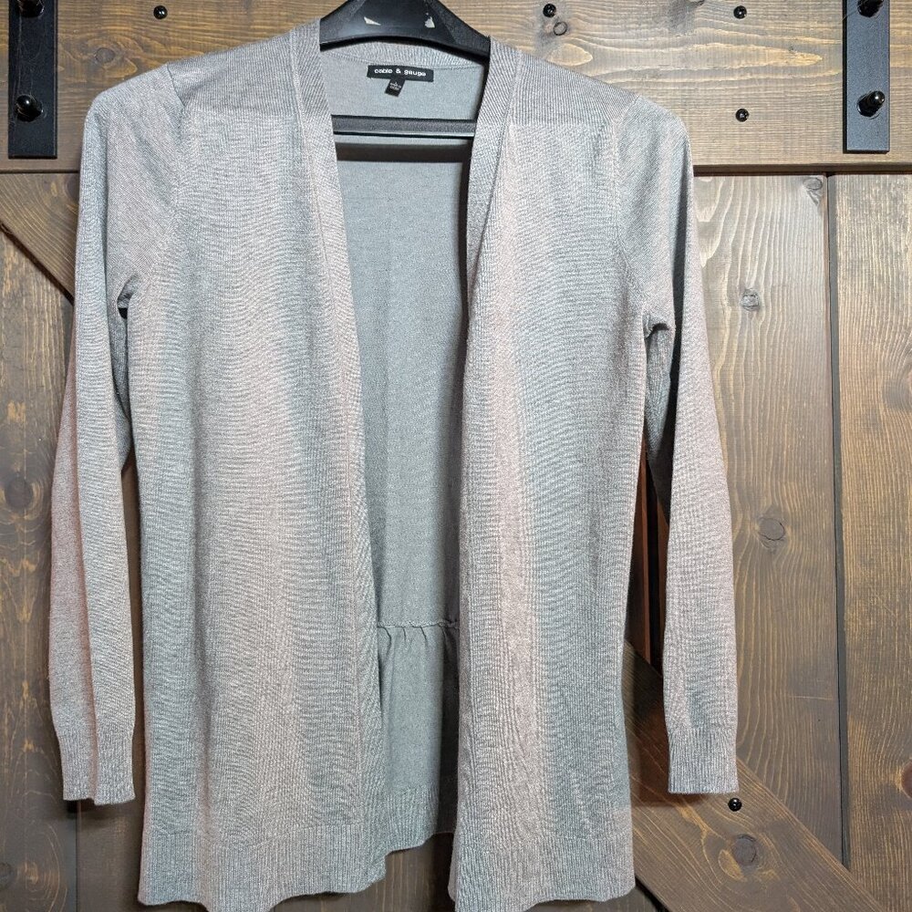 Cable & Gauge size L gray open-front cardigan